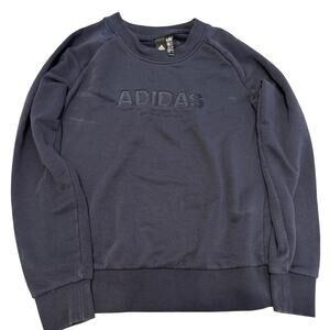 Adidas Sweatshirt Women's SM Navy Embroidered Logo Pullover Crewneck Heavy‎